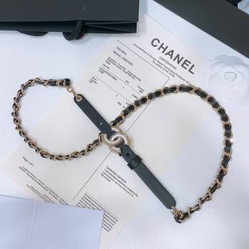 Chanel Calfskin Leather Chain Belt CH122610 Black/Gold 2024 (YANG-24122610)