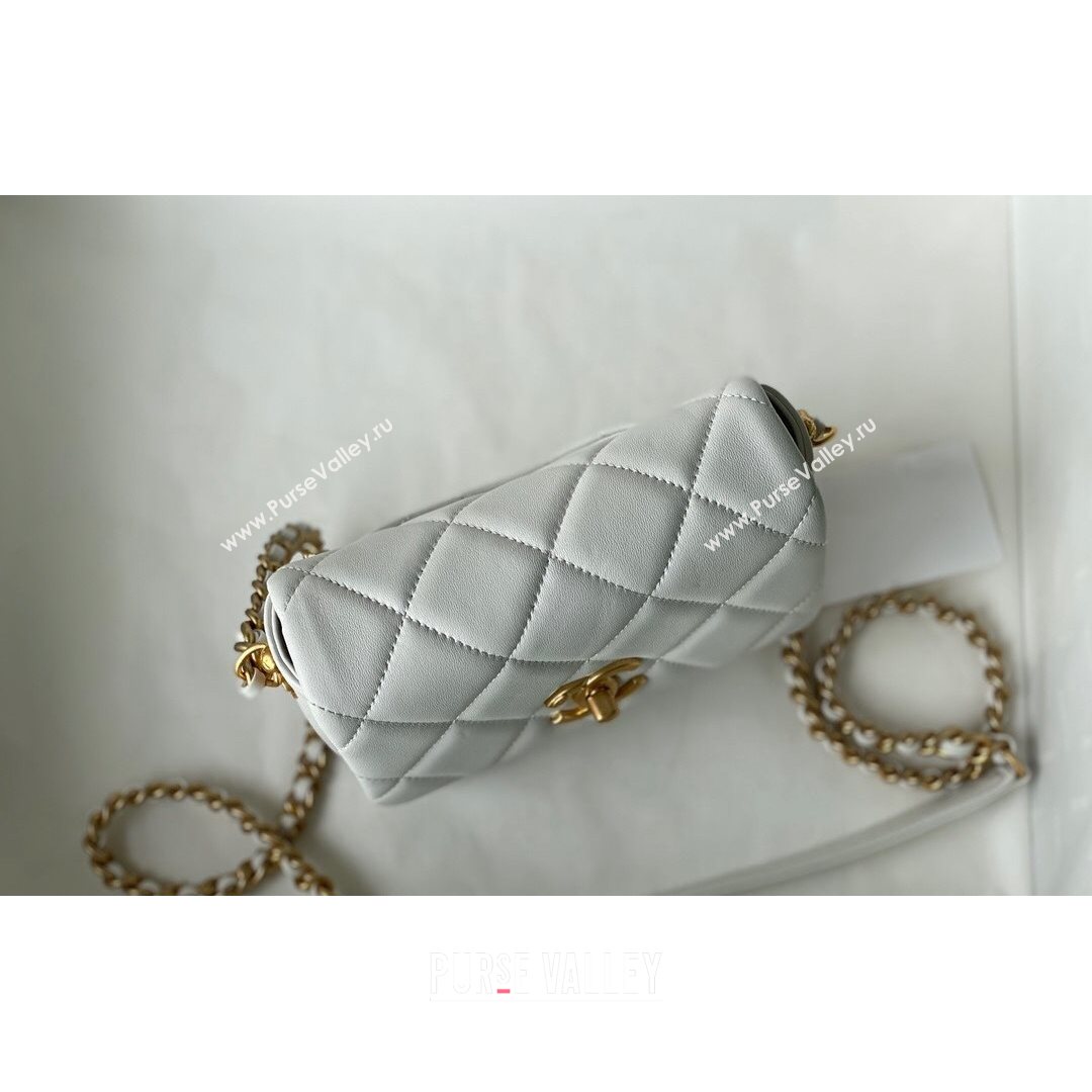 Chanel Lambskin Mini Sqaure Flap Bag with Metal Side Logo AS2734 White 2021 (SM-21082755)
