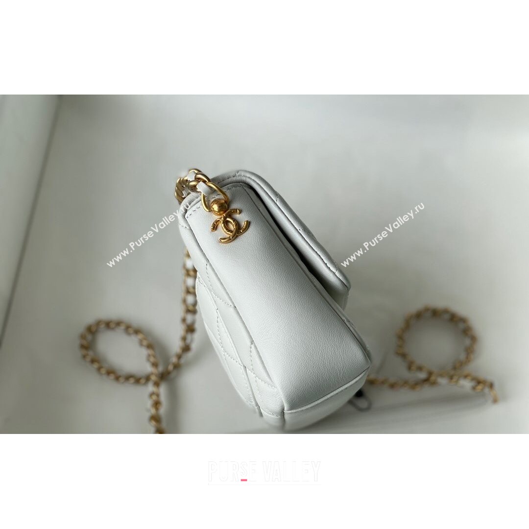 Chanel Lambskin Mini Sqaure Flap Bag with Metal Side Logo AS2734 White 2021 (SM-21082755)