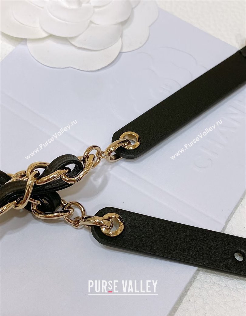 Chanel Calfskin Leather Chain Belt CH122610 Black/Gold 2024 (YANG-24122610)