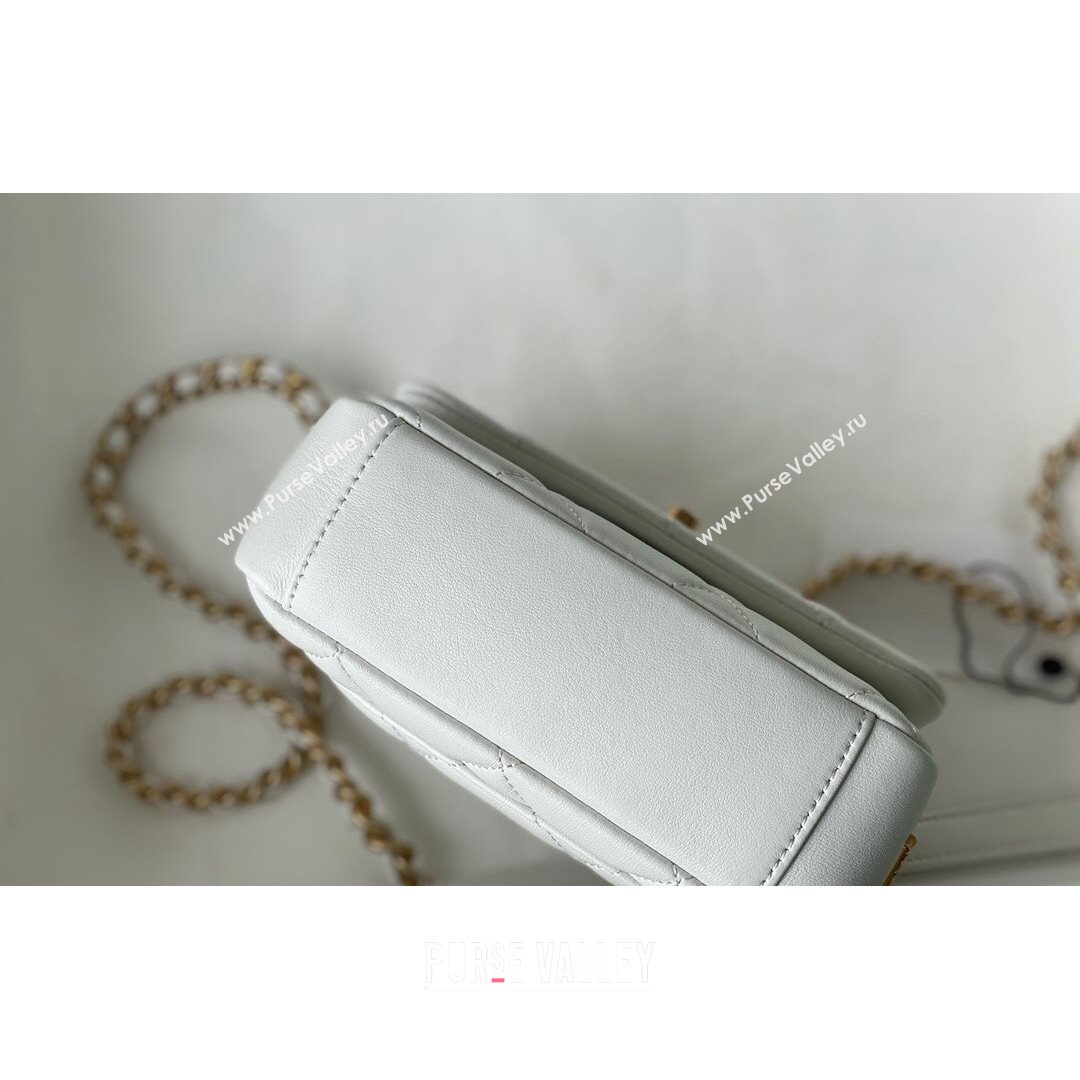 Chanel Lambskin Mini Sqaure Flap Bag with Metal Side Logo AS2734 White 2021 (SM-21082755)