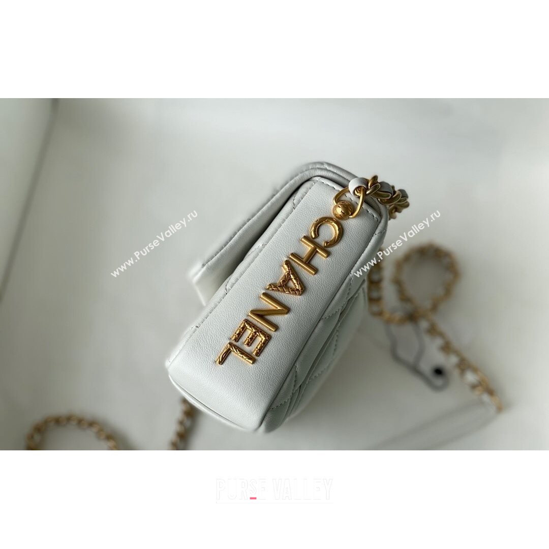 Chanel Lambskin Mini Sqaure Flap Bag with Metal Side Logo AS2734 White 2021 (SM-21082755)