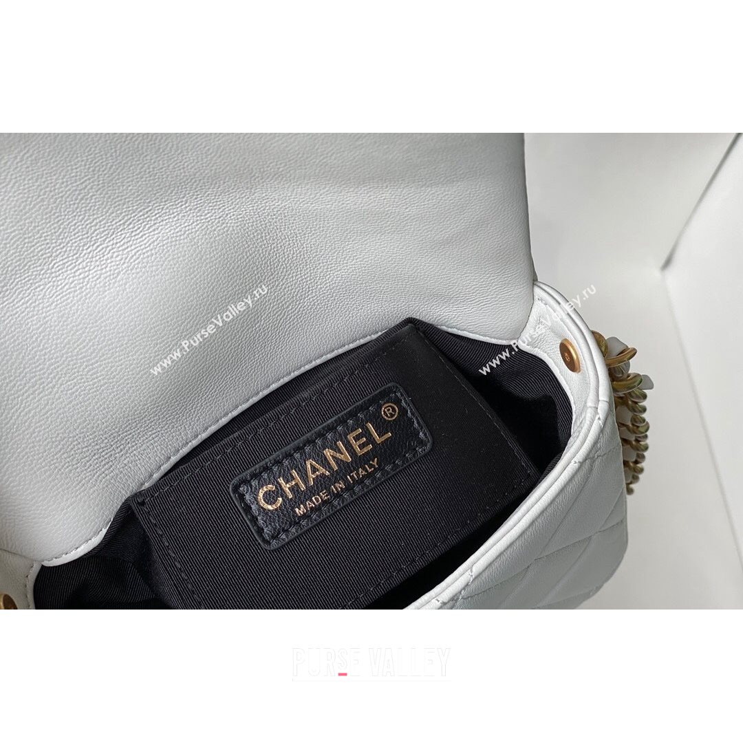 Chanel Lambskin Mini Sqaure Flap Bag with Metal Side Logo AS2734 White 2021 (SM-21082755)
