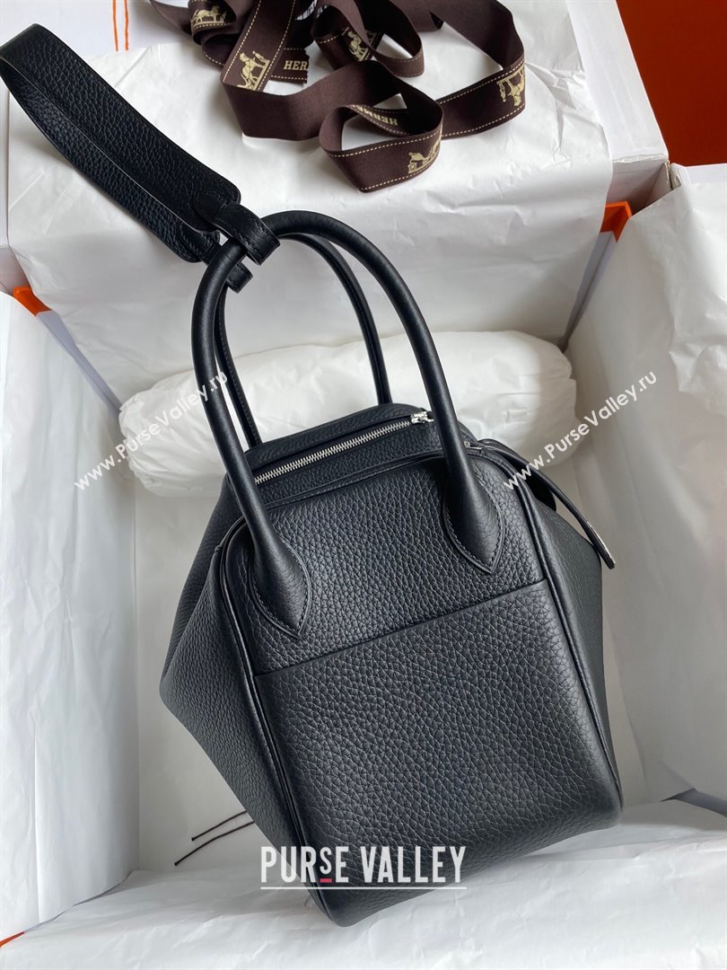 Hermes Lindy 26/30 Bag in Original Taurillon Clemence Leather Black/Silver 2024(Full Handmade) (XYA-24051522)