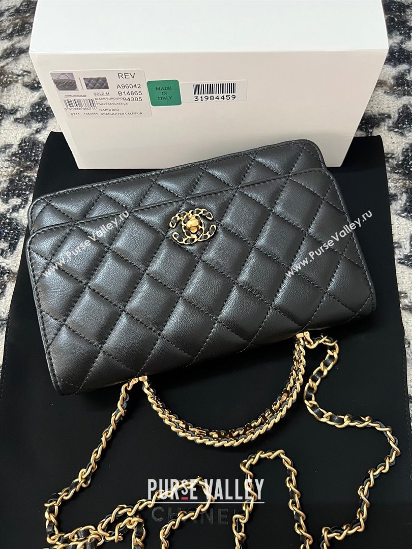 Chanel Quilted Leather Wallet on Chain WOC with Top Handle Black 2024 (YEZI-24032615)