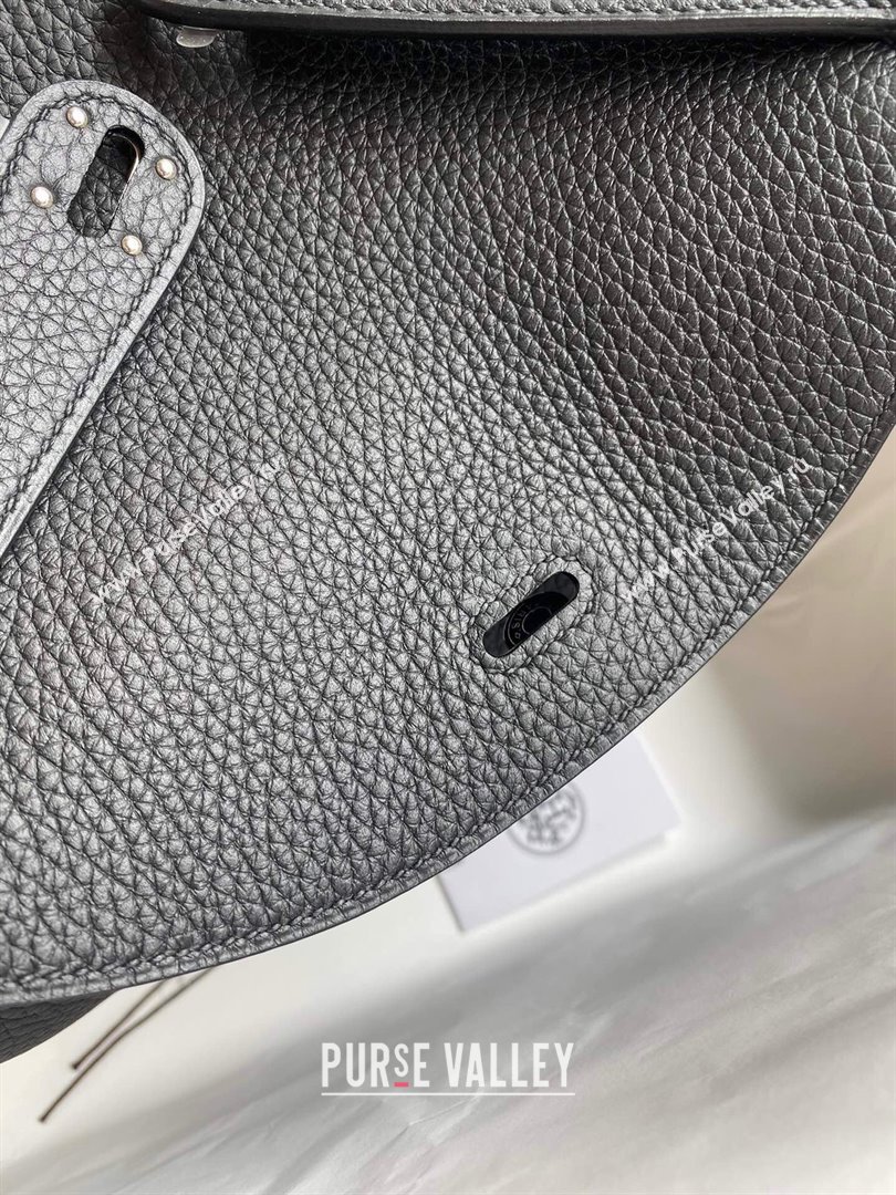 Hermes Lindy 26/30 Bag in Original Taurillon Clemence Leather Black/Silver 2024(Full Handmade) (XYA-24051522)