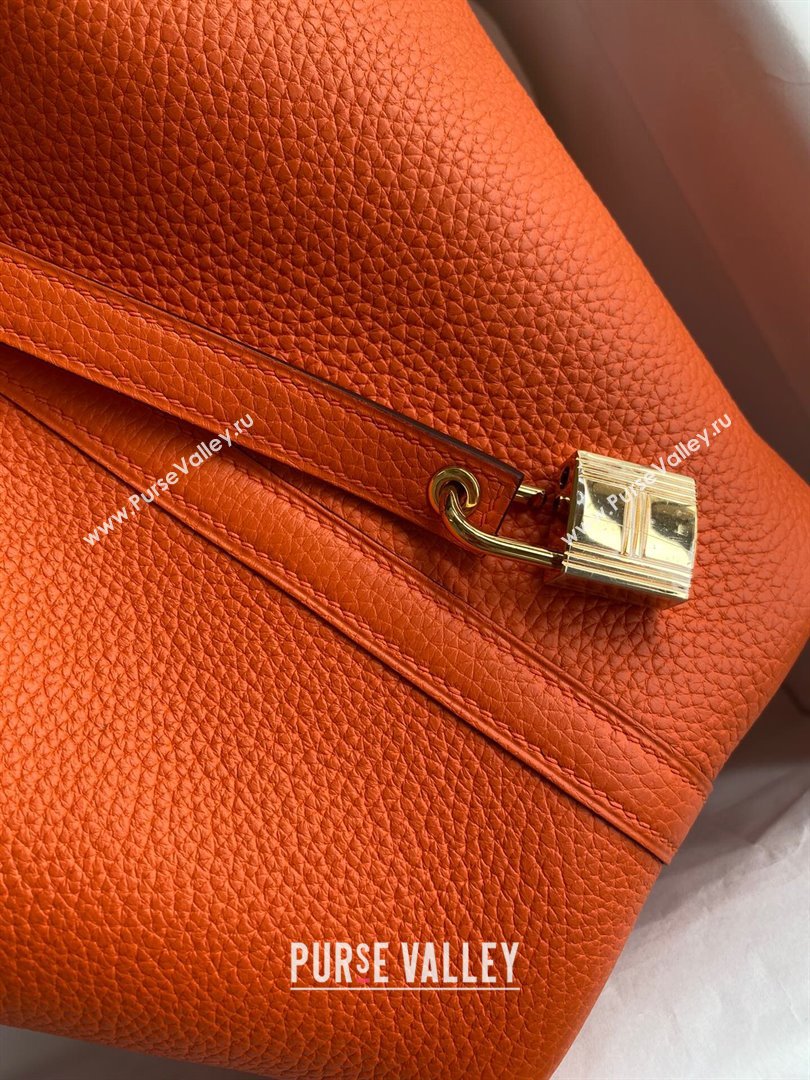 Hermes Picotin Lock Bag 18cm/22cm in Taurillon Clemence Leather Orange/Gold 2023 (Handmade) (M-23110726)