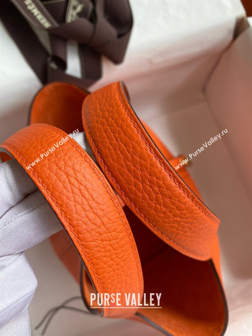 Hermes Picotin Lock Bag 18cm/22cm in Taurillon Clemence Leather Orange/Gold 2023 (Handmade) (M-23110726)