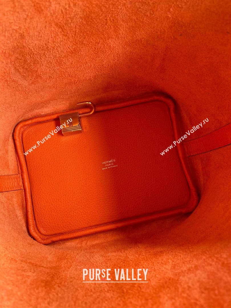 Hermes Picotin Lock Bag 18cm/22cm in Taurillon Clemence Leather Orange/Gold 2023 (Handmade) (M-23110726)