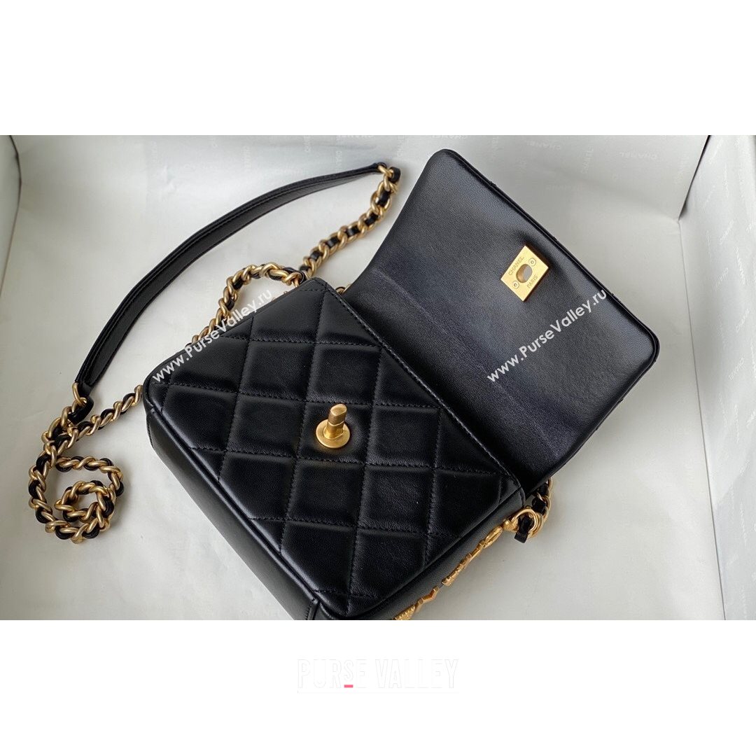 Chanel Lambskin Mini Sqaure Flap Bag with Metal Side Logo AS2734 Black 2021 (SM-21082756)