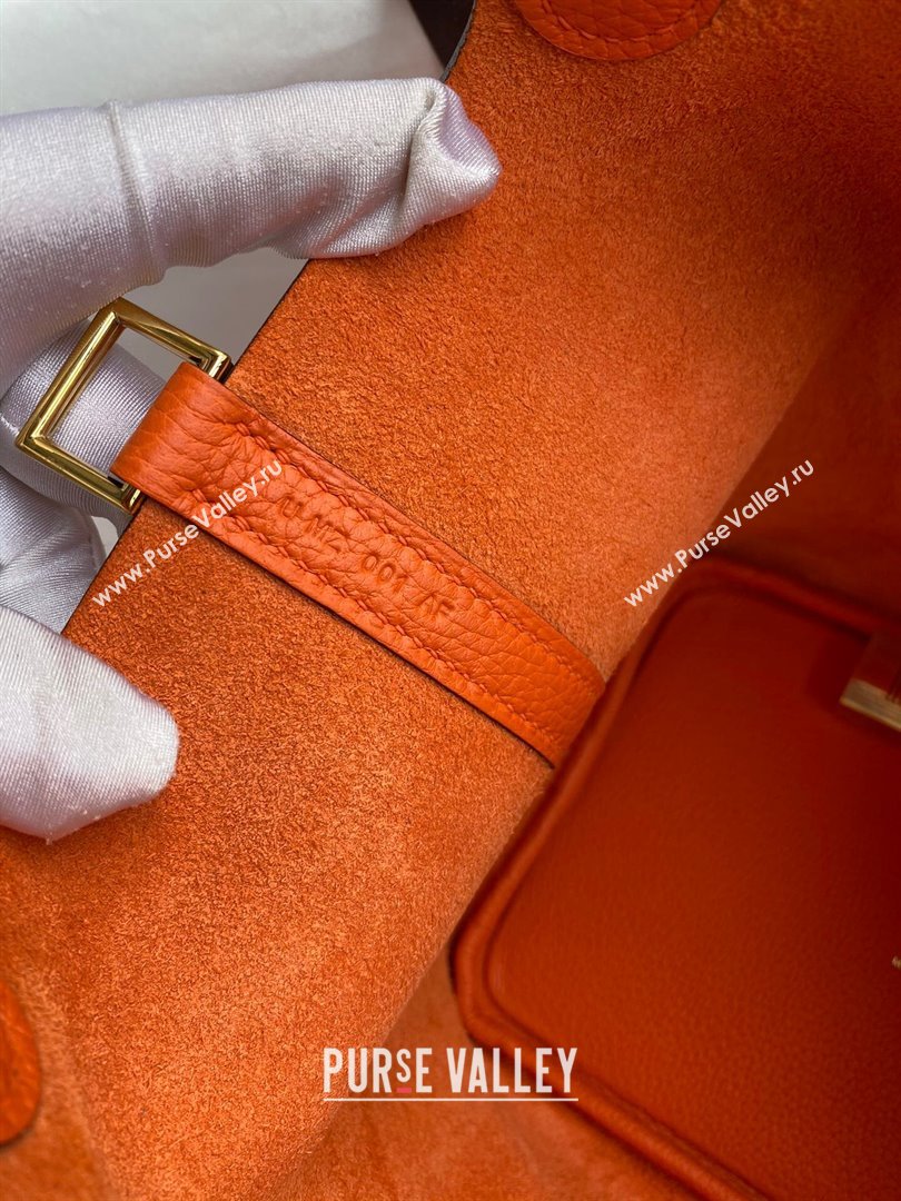 Hermes Picotin Lock Bag 18cm/22cm in Taurillon Clemence Leather Orange/Gold 2023 (Handmade) (M-23110726)