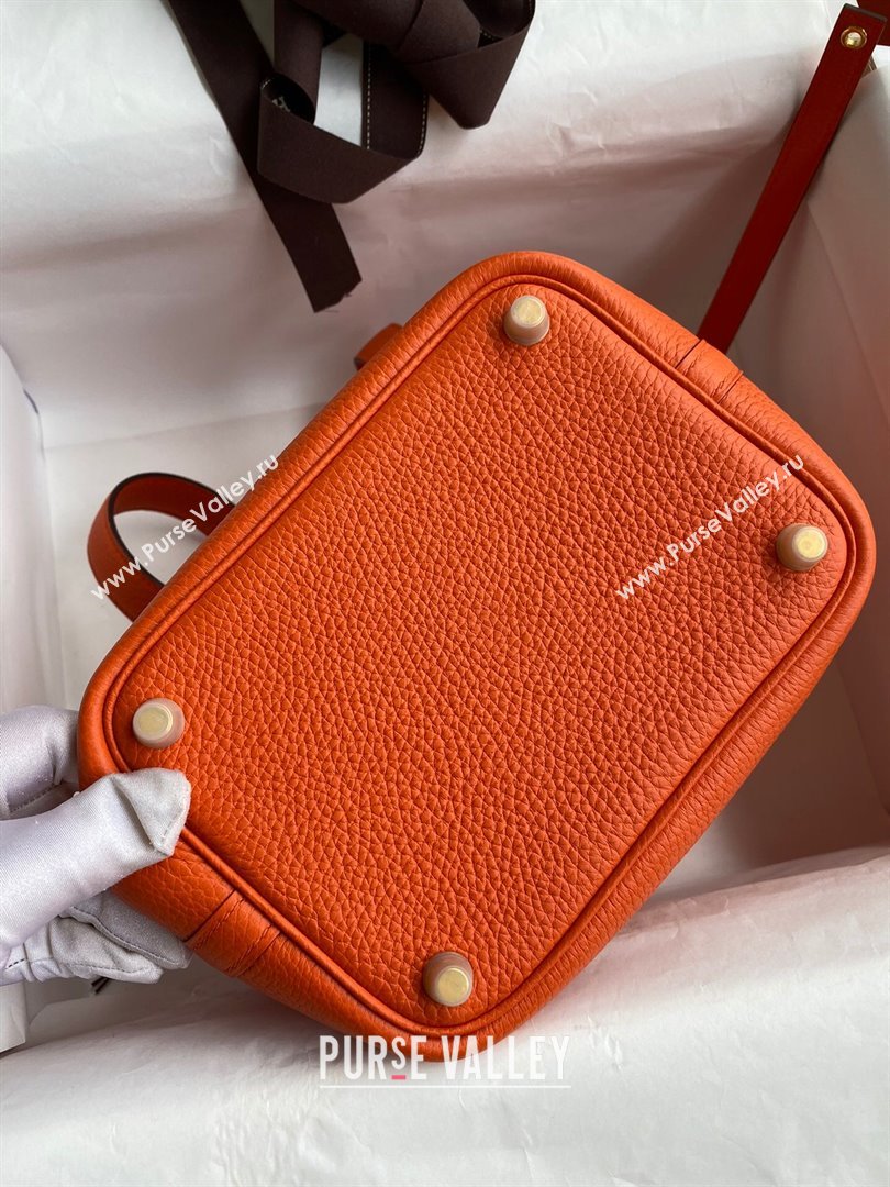 Hermes Picotin Lock Bag 18cm/22cm in Taurillon Clemence Leather Orange/Gold 2023 (Handmade) (M-23110726)