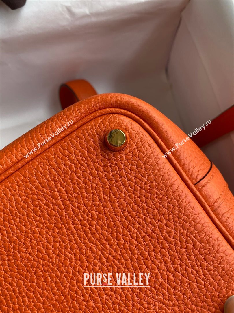 Hermes Picotin Lock Bag 18cm/22cm in Taurillon Clemence Leather Orange/Gold 2023 (Handmade) (M-23110726)