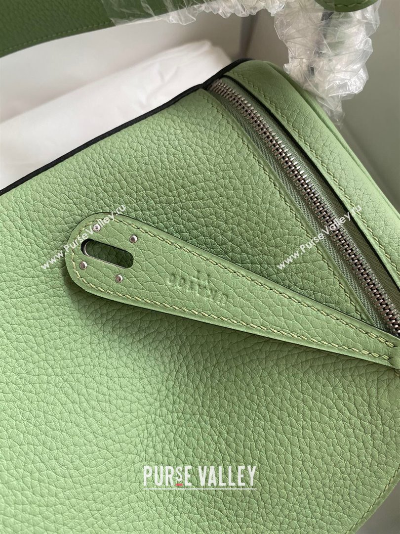 Hermes Lindy 26/30 Bag in Original Taurillon Clemence Leather Avocado Green/Silver 2024(Full Handmade) (XYA-24051523)
