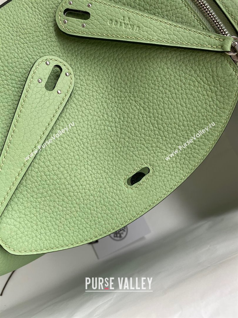 Hermes Lindy 26/30 Bag in Original Taurillon Clemence Leather Avocado Green/Silver 2024(Full Handmade) (XYA-24051523)