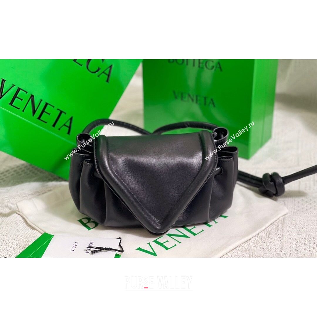 Bottega Veneta Beak Small Lambskin Crossbody Bag Black 2021 (WT-21080630)