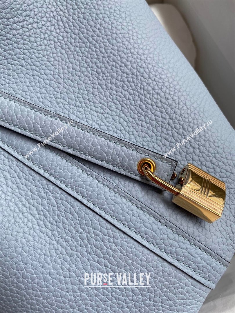 Hermes Picotin Lock Bag 18cm/22cm in Taurillon Clemence Leather Flaxen Blue/Gold 2023 (Handmade) (M-23110731)