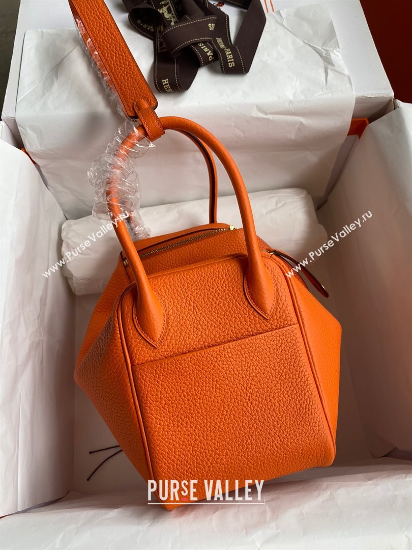 Hermes Lindy 26/30 Bag in Original Taurillon Clemence Leather Orange/Gold 2024(Full Handmade) (XYA-24051524)