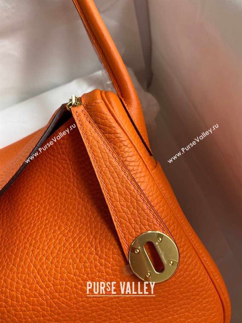 Hermes Lindy 26/30 Bag in Original Taurillon Clemence Leather Orange/Gold 2024(Full Handmade) (XYA-24051524)