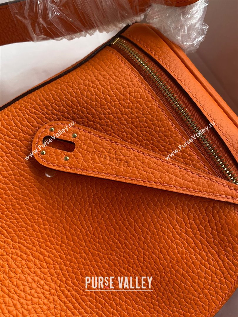 Hermes Lindy 26/30 Bag in Original Taurillon Clemence Leather Orange/Gold 2024(Full Handmade) (XYA-24051524)