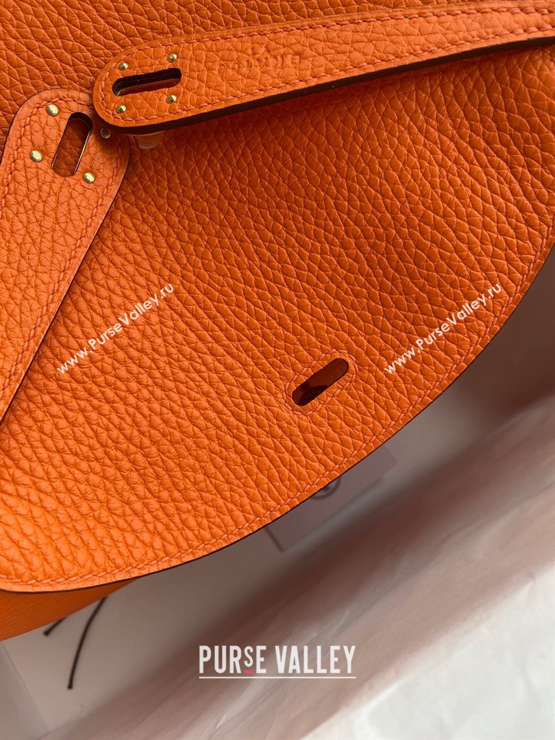 Hermes Lindy 26/30 Bag in Original Taurillon Clemence Leather Orange/Gold 2024(Full Handmade) (XYA-24051524)