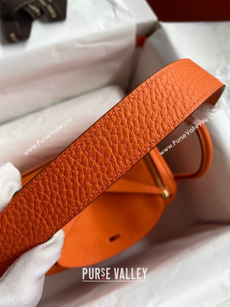 Hermes Lindy 26/30 Bag in Original Taurillon Clemence Leather Orange/Gold 2024(Full Handmade) (XYA-24051524)