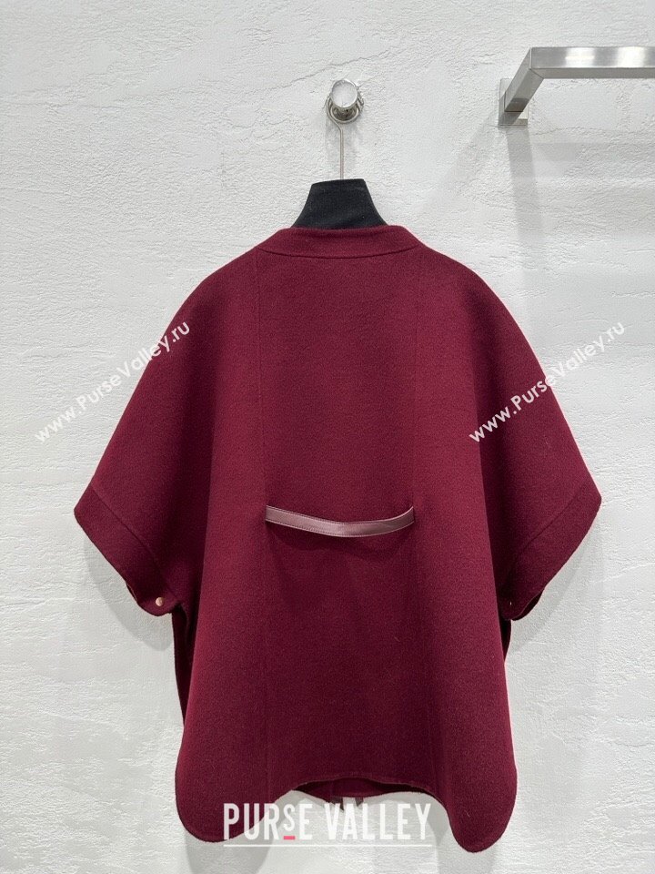 Loro Piana Cashmere Cape with Sheepskin Belt L101718 Burgundy 2024 (Q-24101718)