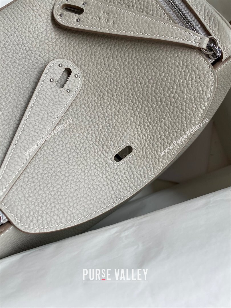 Hermes Lindy 26/30 Bag in Original Taurillon Clemence Leather Pearl Grey/Silver 2024(Full Handmade) (XYA-24051525)