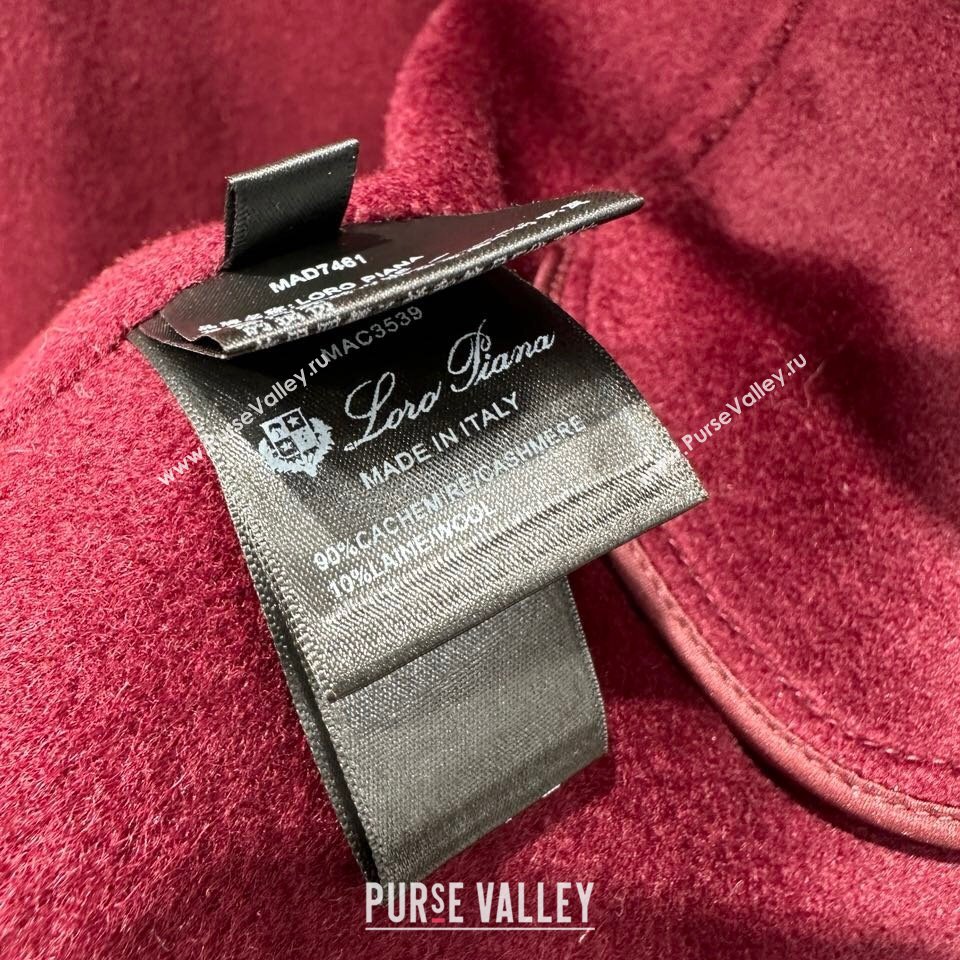 Loro Piana Cashmere Cape with Sheepskin Belt L101718 Burgundy 2024 (Q-24101718)