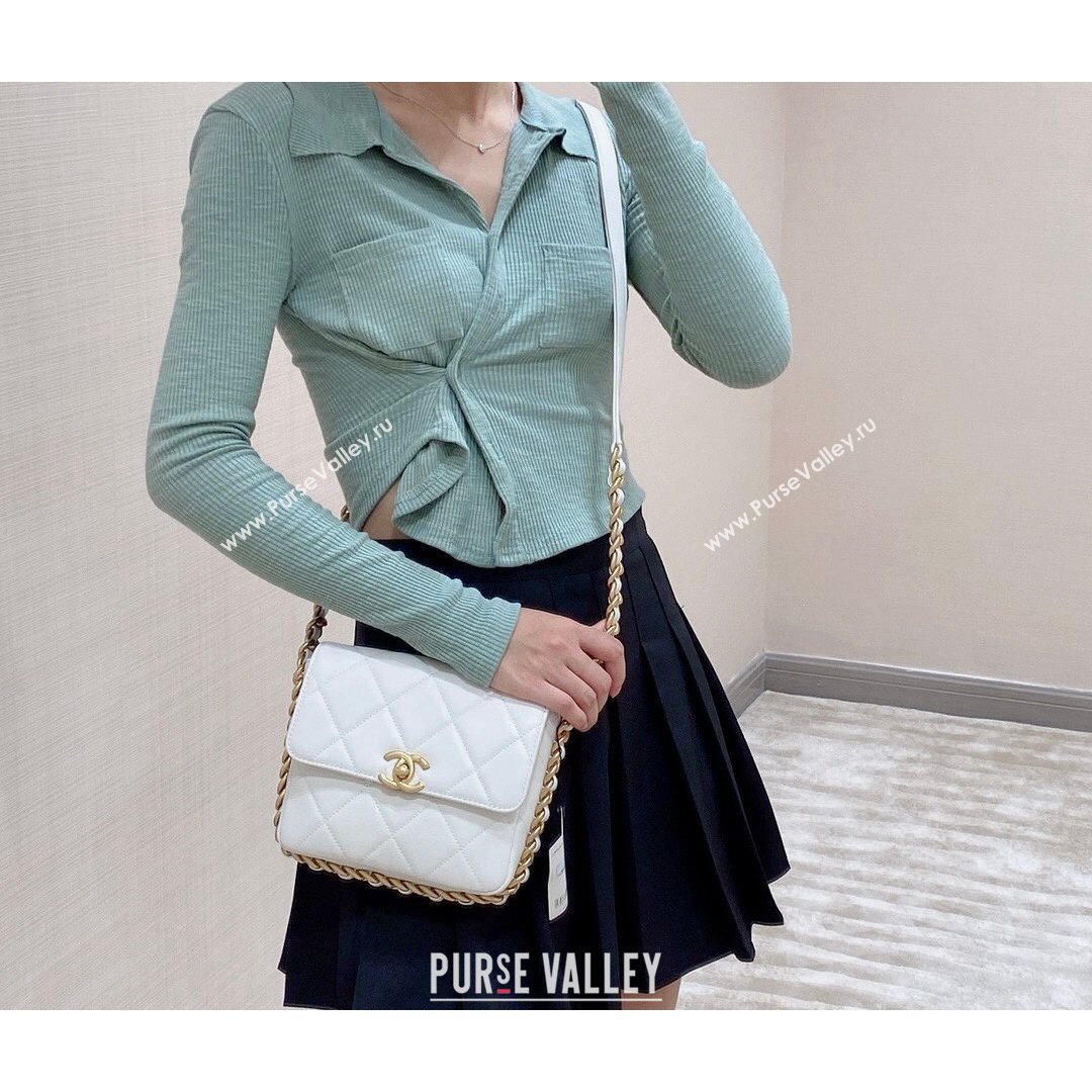 Chanel Calfskin Mini Flap Bag AS2377 White 2021 (SM-21082758)