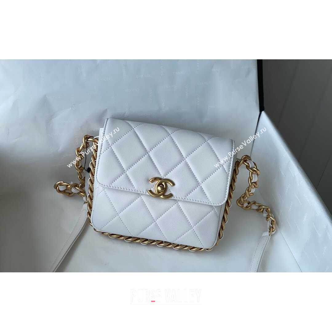 Chanel Calfskin Mini Flap Bag AS2377 White 2021 (SM-21082758)