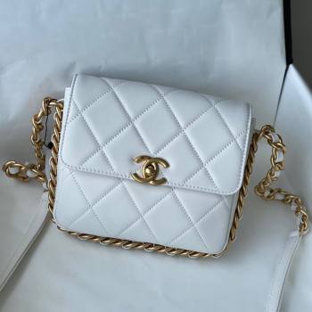 Chanel Calfskin Mini Flap Bag AS2377 White 2021 (SM-21082758)