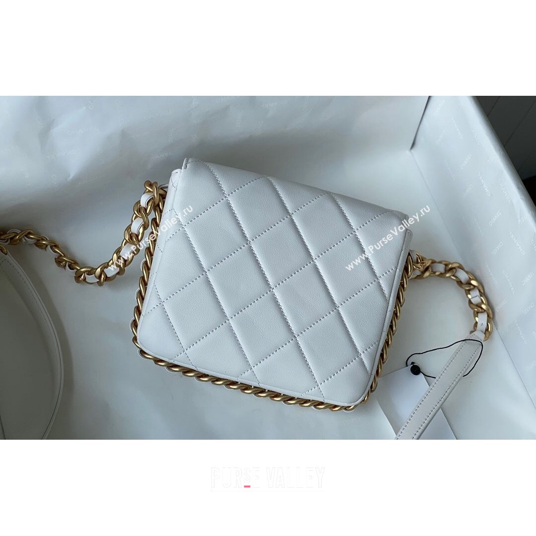 Chanel Calfskin Mini Flap Bag AS2377 White 2021 (SM-21082758)