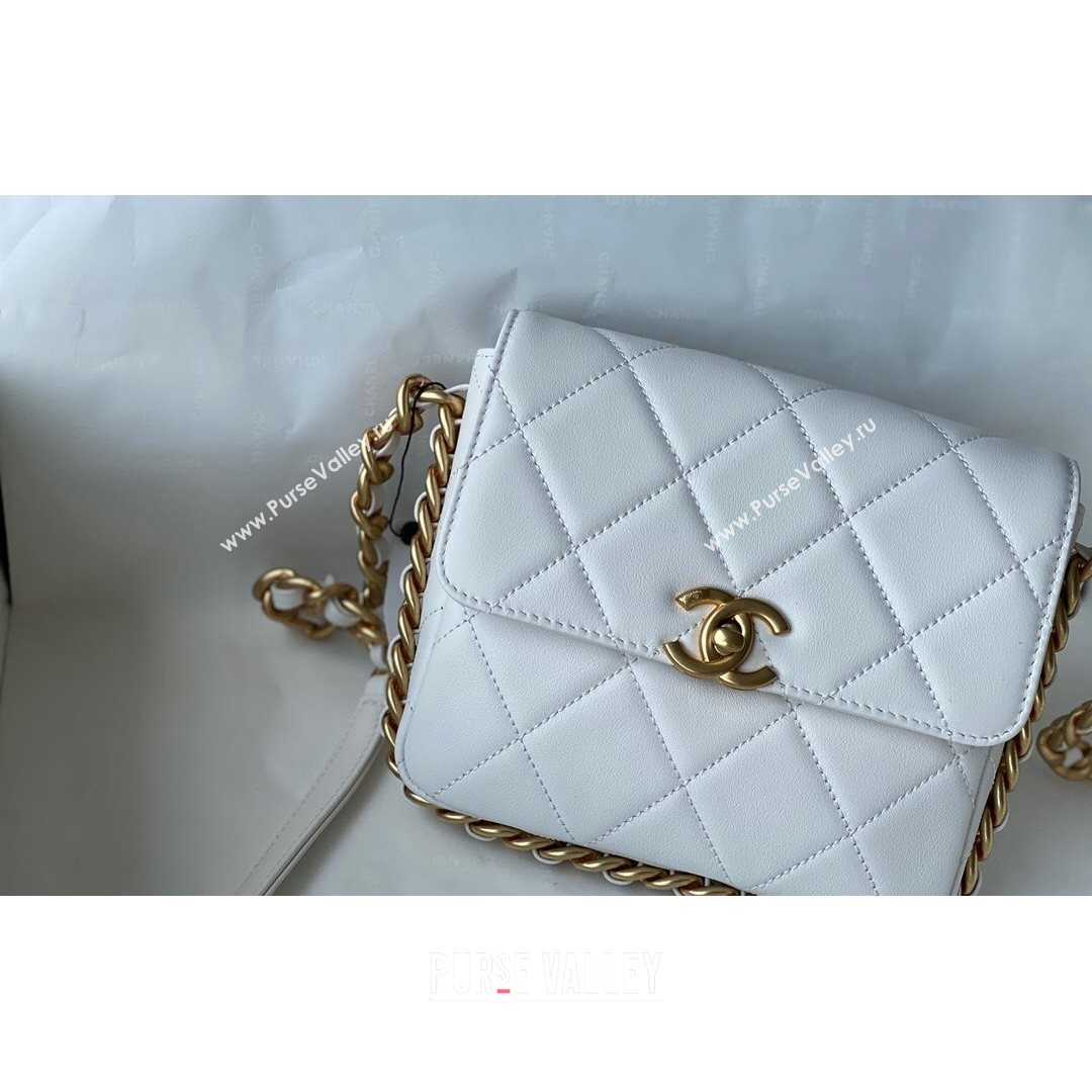 Chanel Calfskin Mini Flap Bag AS2377 White 2021 (SM-21082758)