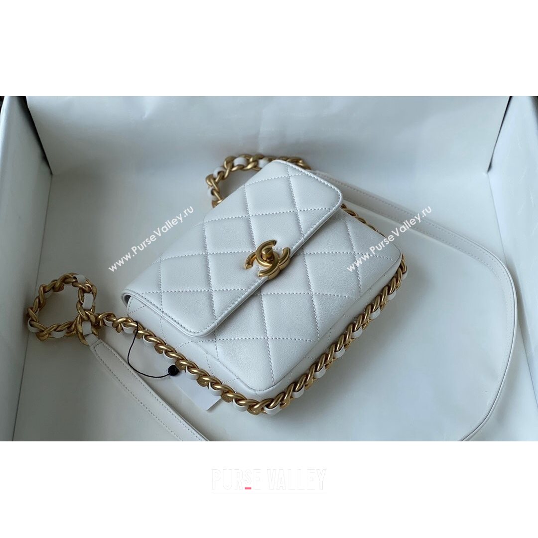 Chanel Calfskin Mini Flap Bag AS2377 White 2021 (SM-21082758)