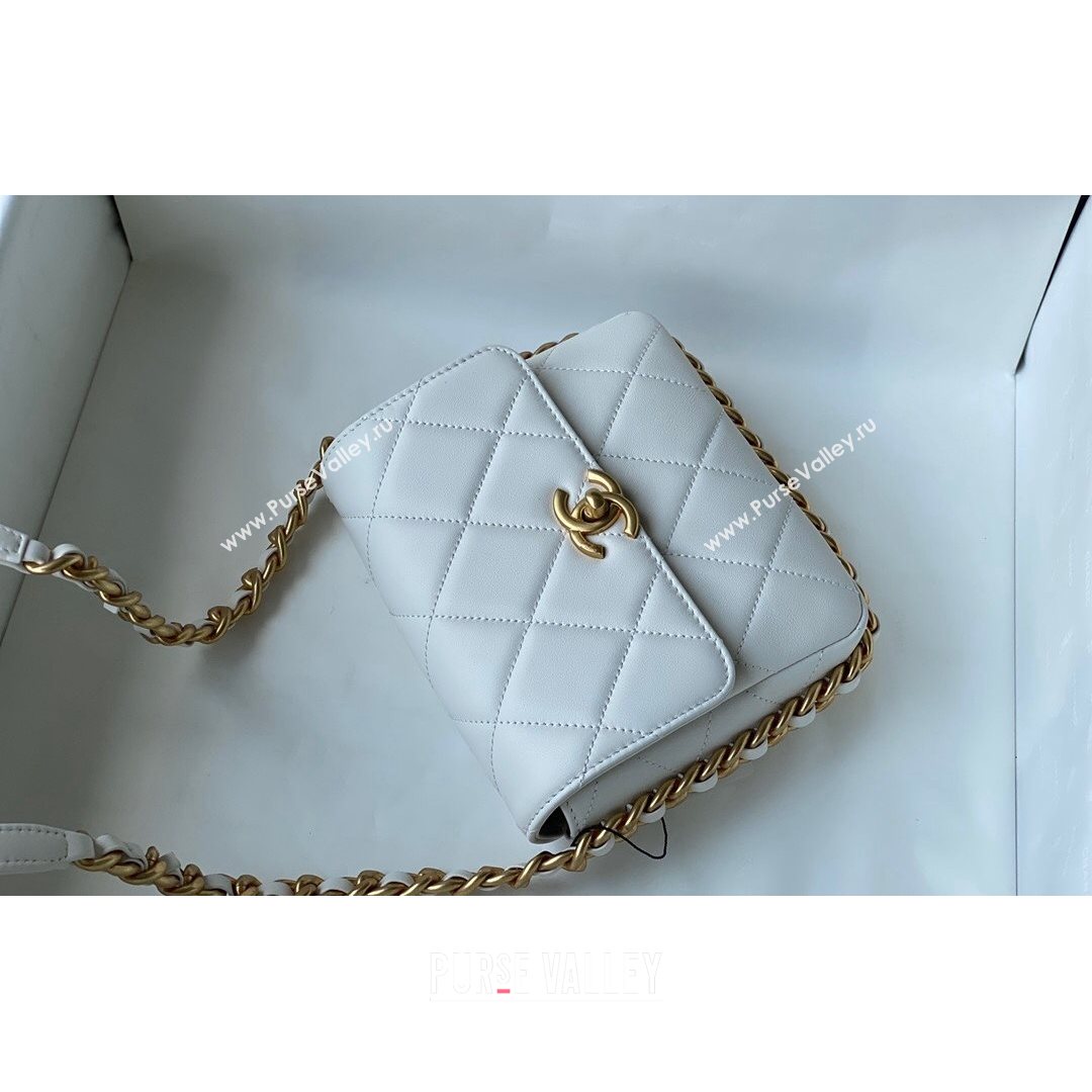 Chanel Calfskin Mini Flap Bag AS2377 White 2021 (SM-21082758)