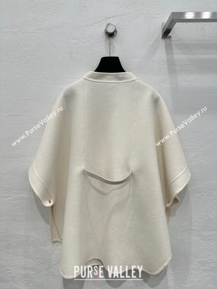 Loro Piana Cashmere Cape with Sheepskin Belt L101719 White 2024 (Q-24101719)