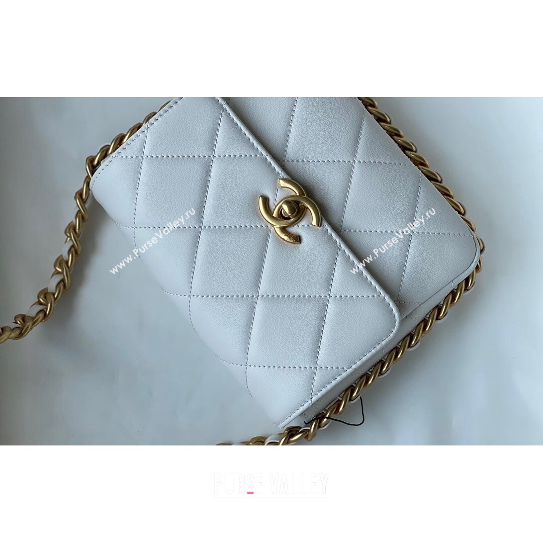 Chanel Calfskin Mini Flap Bag AS2377 White 2021 (SM-21082758)