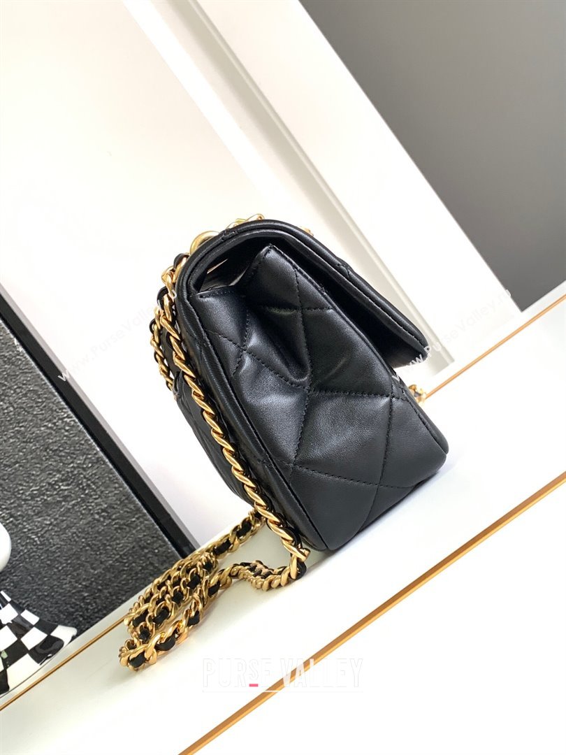 Chanel Lambskin Flap Bag With Crystal Chain Black 2024 (YEZI-24032613)