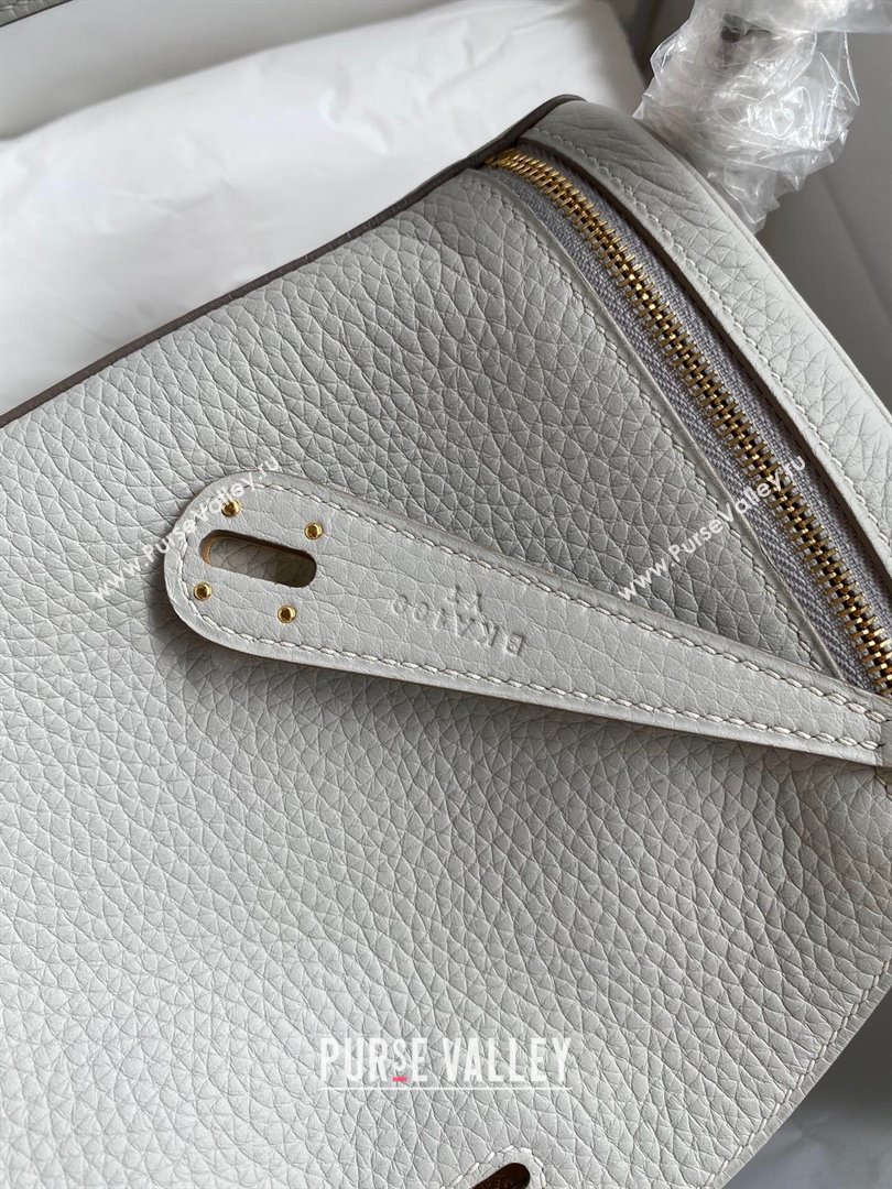 Hermes Lindy 26/30 Bag in Original Taurillon Clemence Leather Pearl Grey/Gold 2024(Full Handmade) (XYA-24051526)