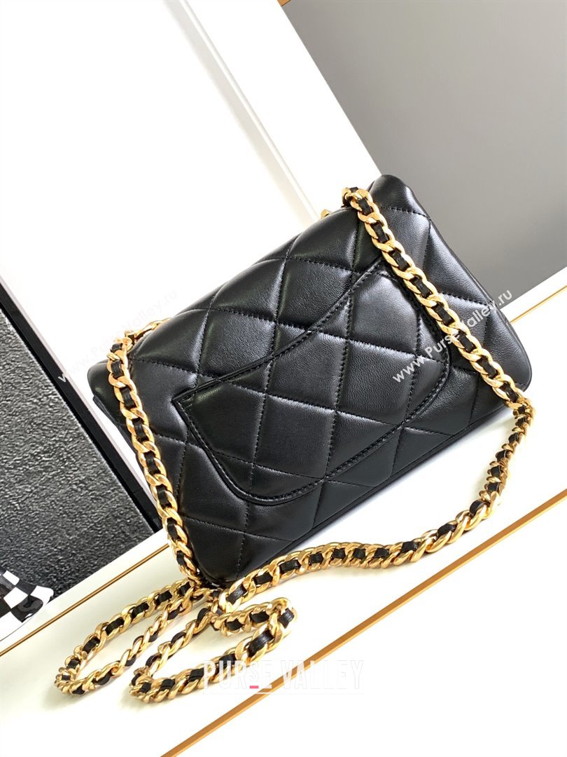 Chanel Lambskin Flap Bag With Crystal Chain Black 2024 (YEZI-24032613)