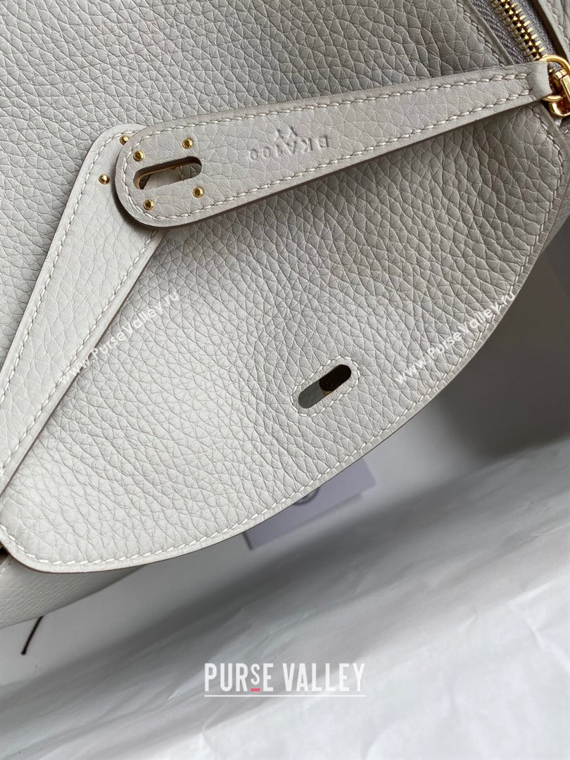 Hermes Lindy 26/30 Bag in Original Taurillon Clemence Leather Pearl Grey/Gold 2024(Full Handmade) (XYA-24051526)