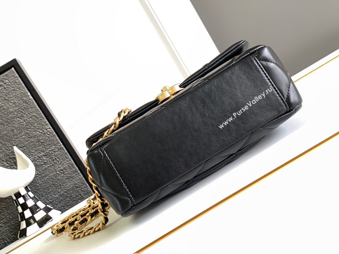 Chanel Lambskin Flap Bag With Crystal Chain Black 2024 (YEZI-24032613)