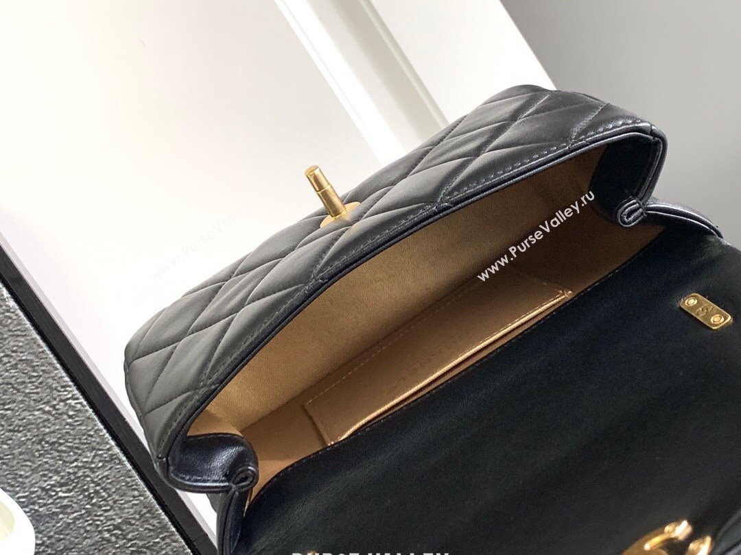 Chanel Lambskin Flap Bag With Crystal Chain Black 2024 (YEZI-24032613)