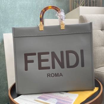 Fendi Sunshine Shopper Leather Tote Bag Grey 2020 (AFEI-20112601)