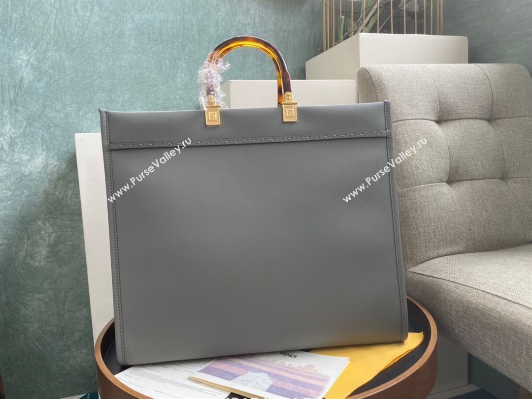 Fendi Sunshine Shopper Leather Tote Bag Grey 2020 (AFEI-20112601)