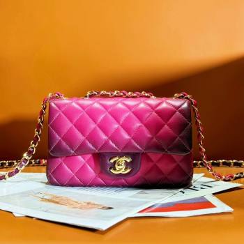 Chanel Quilted Lambskin Mini Classic Flap Bag Rosy 2024 (YEZI-24032220)