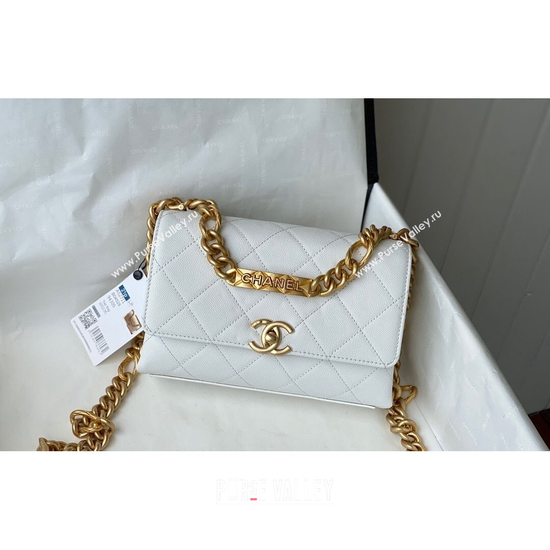 Chanel Grained Calfskin & Gold-Tone Metal Mini Flap Bag AS2711 White 2021 (SM-21082746)