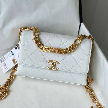 Chanel Grained Calfskin & Gold-Tone Metal Mini Flap Bag AS2711 White 2021 (SM-21082746)