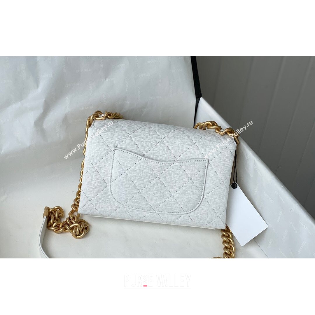 Chanel Grained Calfskin & Gold-Tone Metal Mini Flap Bag AS2711 White 2021 (SM-21082746)